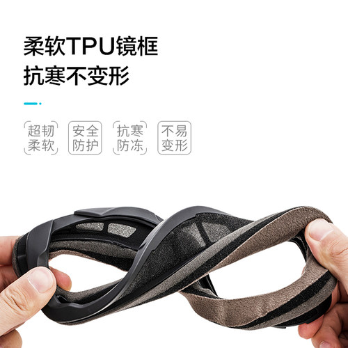 单板无边框磁吸滑雪镜柱面双层防雾护目镜女滑雪眼镜防紫外线防风 - 图2