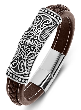 马年平安扣好运红绳男款皮质编织手链2026本命年太岁护身红色手绳