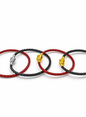 diy替换转运珠真皮编织手绳