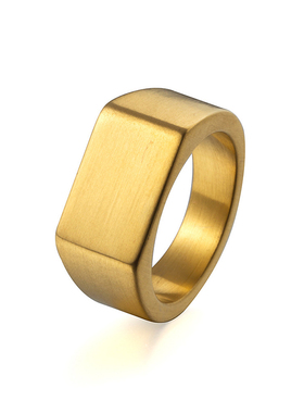 黑色方形欧美风钛钢戒指