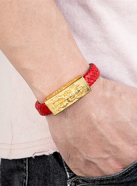 原创男钛钢滴油龙婆手链红色