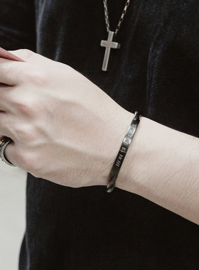 螺旋哑光磨砂黑色开口可调节手镯