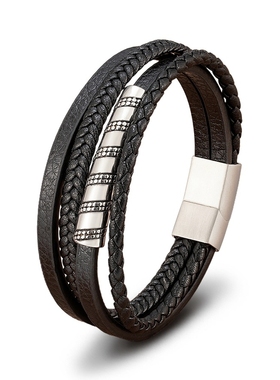 潮牌通用钛钢欧美帅气弯管手链