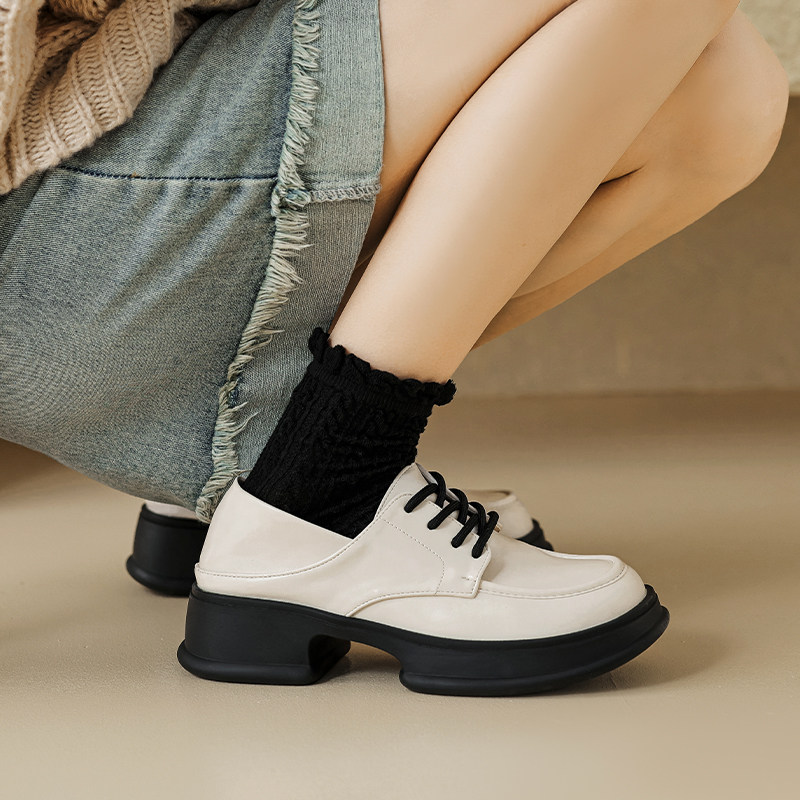 法式厚底小皮鞋女2026新款春款单鞋白色英伦乐福鞋大码女鞋41到43,淘宝优惠券,粉丝福利购,淘宝优惠卷