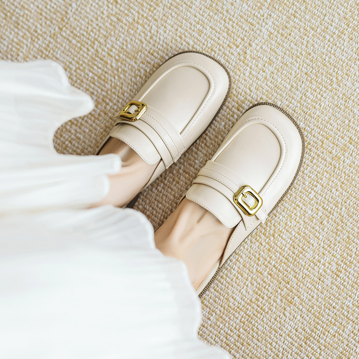 法式高级感包头半拖鞋女夏外穿一脚蹬平底穆勒凉拖大码女鞋41到43,淘宝优惠券,粉丝福利购,淘宝优惠卷