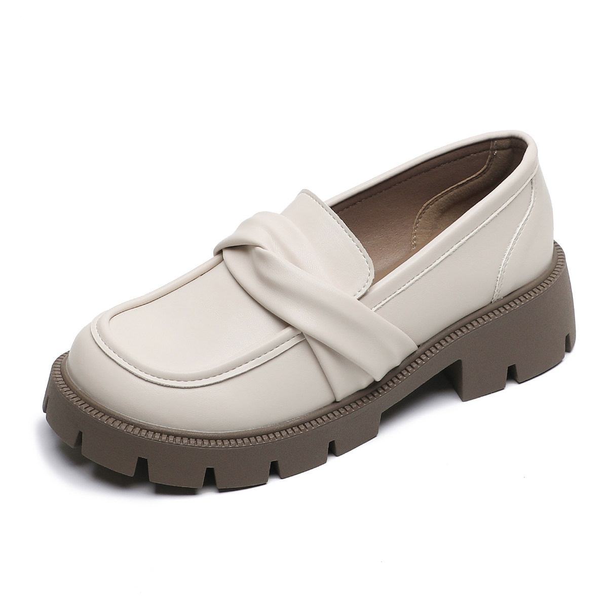 厚底白色小皮鞋女春季2026新款百搭单鞋英伦乐福鞋大码女鞋41到43,淘宝优惠券,粉丝福利购,淘宝优惠卷