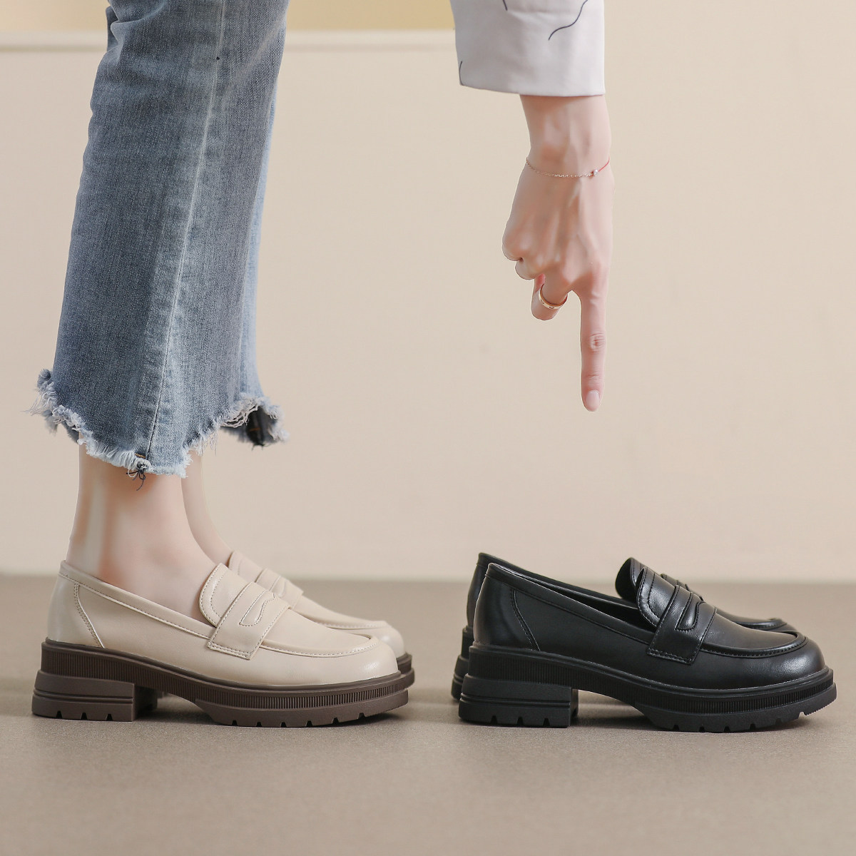 厚底乐福鞋女高级感2026春季新款棕色单鞋英伦风小皮鞋大码41到43,淘宝优惠券,粉丝福利购,淘宝优惠卷