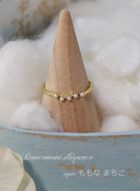 《小心机珍珠》桃奈町ag*t*日系不规则极细精致镀金18k小众戒指女