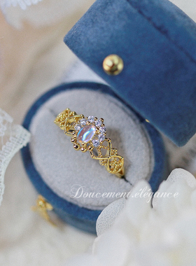 复古高级气质镀金18k指环女生