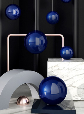 不锈钢金属电镀蓝色球圆球吊球