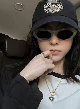 Y2K猫眼椭圆框辣妹小脸黄色太阳眼镜女高级感ins墨镜圆脸显脸小潮