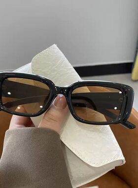 复古白色小框墨镜高级感防晒防紫外线椭圆猫眼大脸海边太阳眼镜