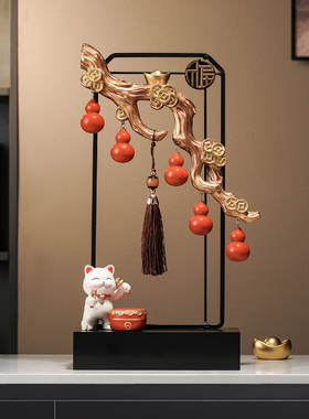 五福临门招财猫猫摆件家居客厅电视柜玄关装饰品酒柜葫芦乔迁礼物