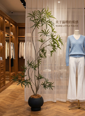 服装店高端装饰仿真百合竹盆景