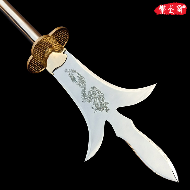 不锈钢儿童款三尖两刃刀二郎神杨戬十八般冷兵器武术器械表演道具_虎窝淘
