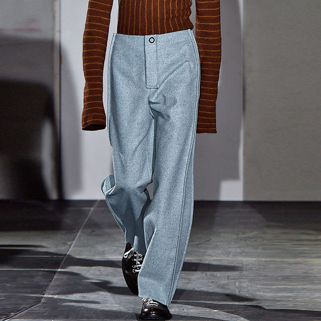 Men's Wool Straight Wide Legs Woolen Pants