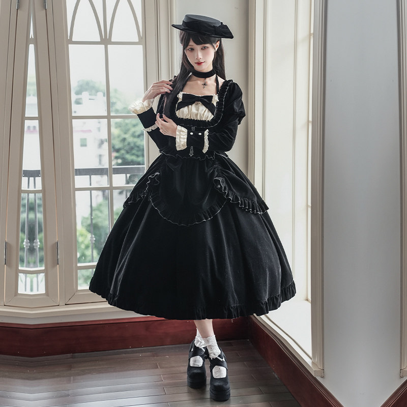 【默示录】withpuji原创设计 方领腰部鱼骨丝绒op双子秋冬lolita,淘宝优惠券,粉丝福利购,淘宝优惠卷