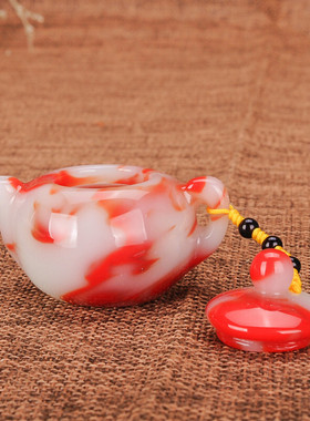 青峰玉业羊脂玉手玩件 新疆和田玉鸡血玉把把壶 金丝玉戈壁玉手把