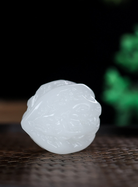 青峰玉业玉器新疆和田玉羊脂白玉核桃手把玩件玉核桃健身球玉手玩