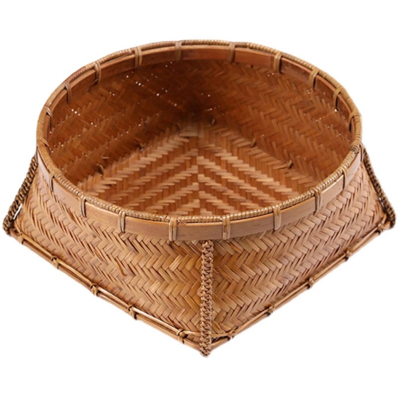 竹制复古大漆收纳筐家用茶叶簸箕茶点盘干果盘篮纯手工竹编果盘,淘宝优惠券,粉丝福利购,淘宝优惠卷