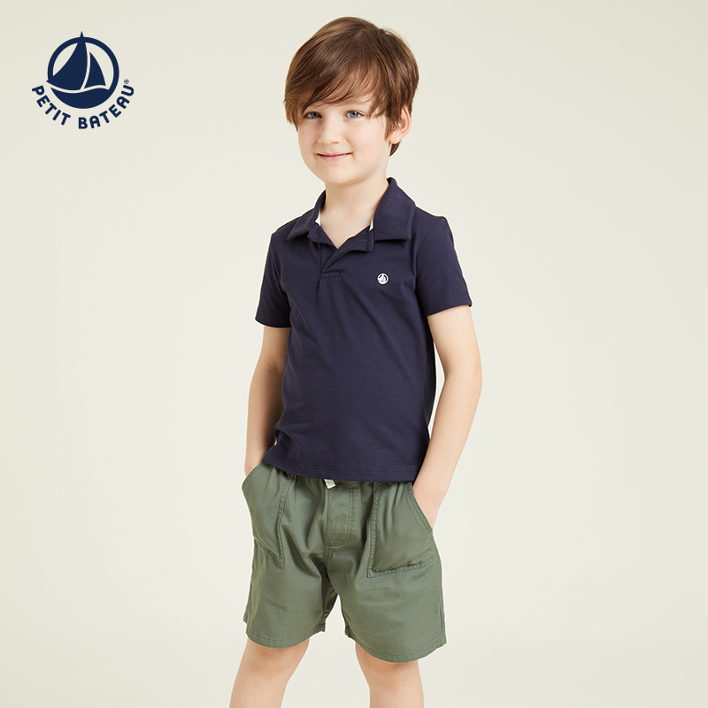 法国小帆船Petitbateau2024早春新品童装儿童纯棉短袖POLO衫A0A1V - 图0