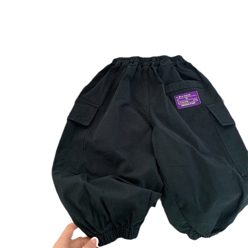 男孩中童装男童秋装儿童风衣长裤子宽松百搭休闲裤炸街工装裤潮 - 图3