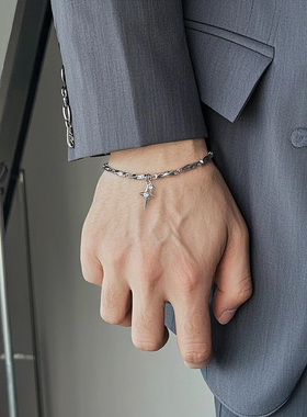 原创双子黑星芒莫比乌斯钛钢手链男士小众配饰ins手串潮牌高级感