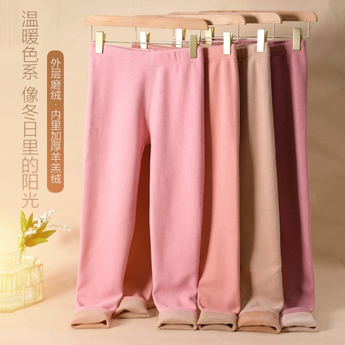 Удерживающие тепло флисовые бархатные шерстяные цветные штаны, увеличенная толщина, высокая талия, большой размер