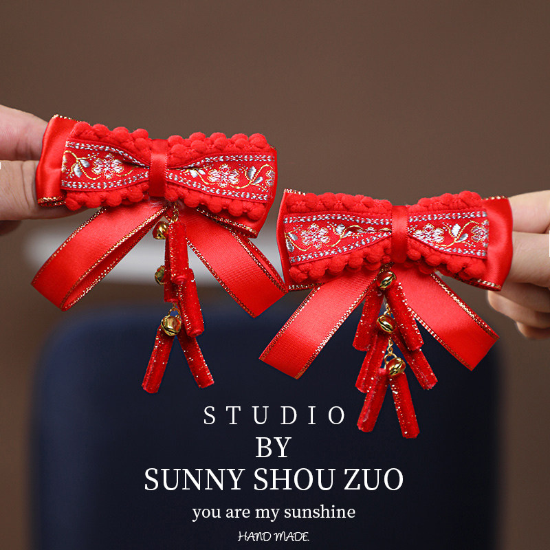 红色儿童古风发夹女孩蝴蝶结发卡宝宝古装汉服流苏头饰中国风新年,淘宝优惠券,粉丝福利购,淘宝优惠卷