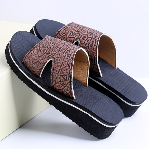 皮凉拖鞋浴室洗澡男女士泡沫橡胶防滑厚底室内外居家一字拖鞋增高 - 图2