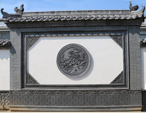唐语砖雕仿古砖雕中式古建材料浮雕摆件四合院照壁影壁墙圆形荷花-图0