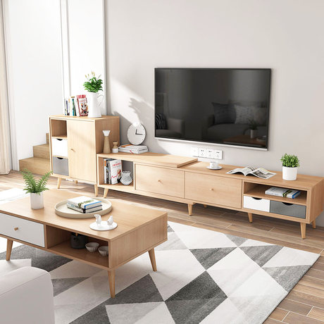 Nordic TV Cabinet small Apartment Home Living Room Floor Cabinet Hotel Apartment Audio-Visual Cabinet Coffee Table Combination