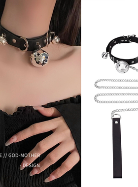 铃铛项圈女颈带链子黑色颈圈choker锁骨链颈环项链脖圈x恶意颈链