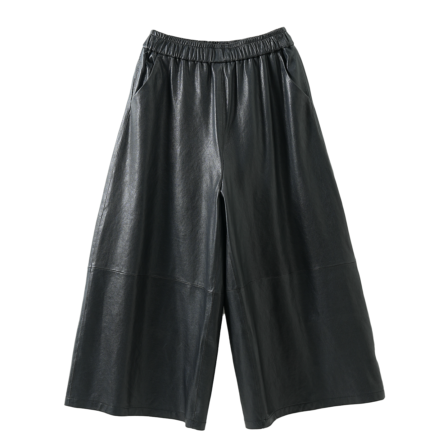 时髦洋气黑色植鞣羊皮皮裤女2025新款宽松显瘦百搭直筒八分阔腿裤,淘宝优惠券,粉丝福利购,淘宝优惠卷