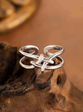 几何钛钢戒指女简约设计感