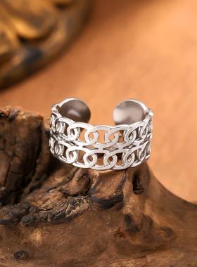 欧美风双层链条可调戒指