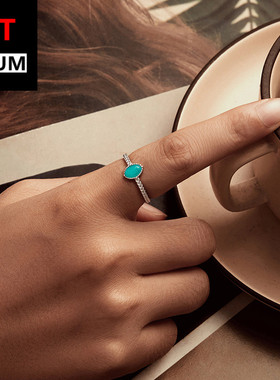 饰品跨境别致气质天河石百搭单戒纯银戒指s925镀白金饰品手饰女