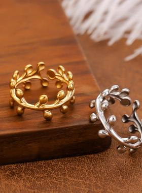 欧美高级不锈钢电镀真金开口戒