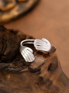 欧美复古不锈钢拥抱戒指