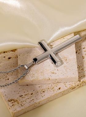 简约斜边不锈钢十字架项链