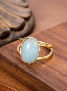 艾芙乐金色四叶草莫桑石戒指s925