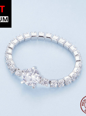 跨境百搭时尚饰品配饰跨境S925纯银链条五爪锆石戒指女士指环饰品