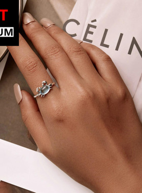 艾芙乐纯银S925可爱螃蟹开口戒