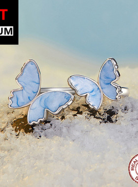 饰品跨境森系优雅蝴蝶开口戒可调节戒指s925纯银百搭饰品手饰女