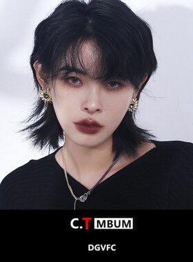 黑金拼色爱心项链女流苏气质甜酷
