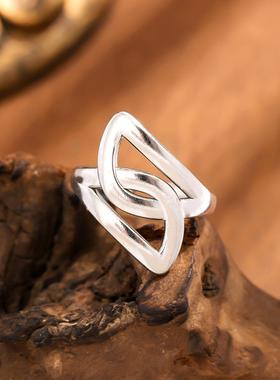 欧美简约钛钢几何戒指女