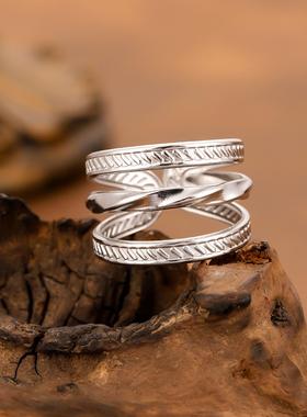 欧美风不锈钢三层开口戒指