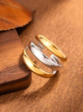 欧美风金银拼色多层指环戒指