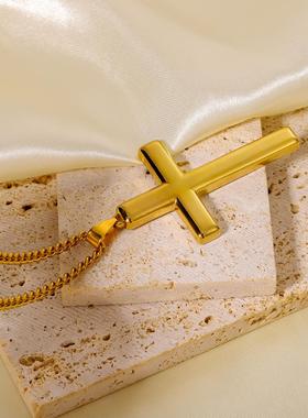 钛钢十字架简约中性项链