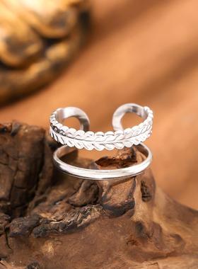 简约双层不锈钢开口钛钢戒指